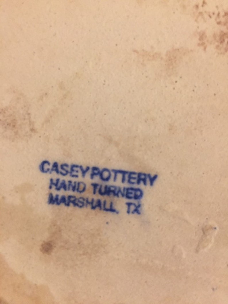 Casey Pottery Marshall Texas Heart Shaped Hand Turned Bowl Blue Fruit 10x10