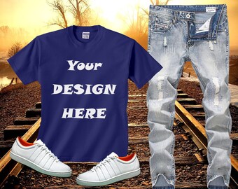 Download Men's Gildan Ultra T'shirt Mock Up, Royal Blue - Free ...