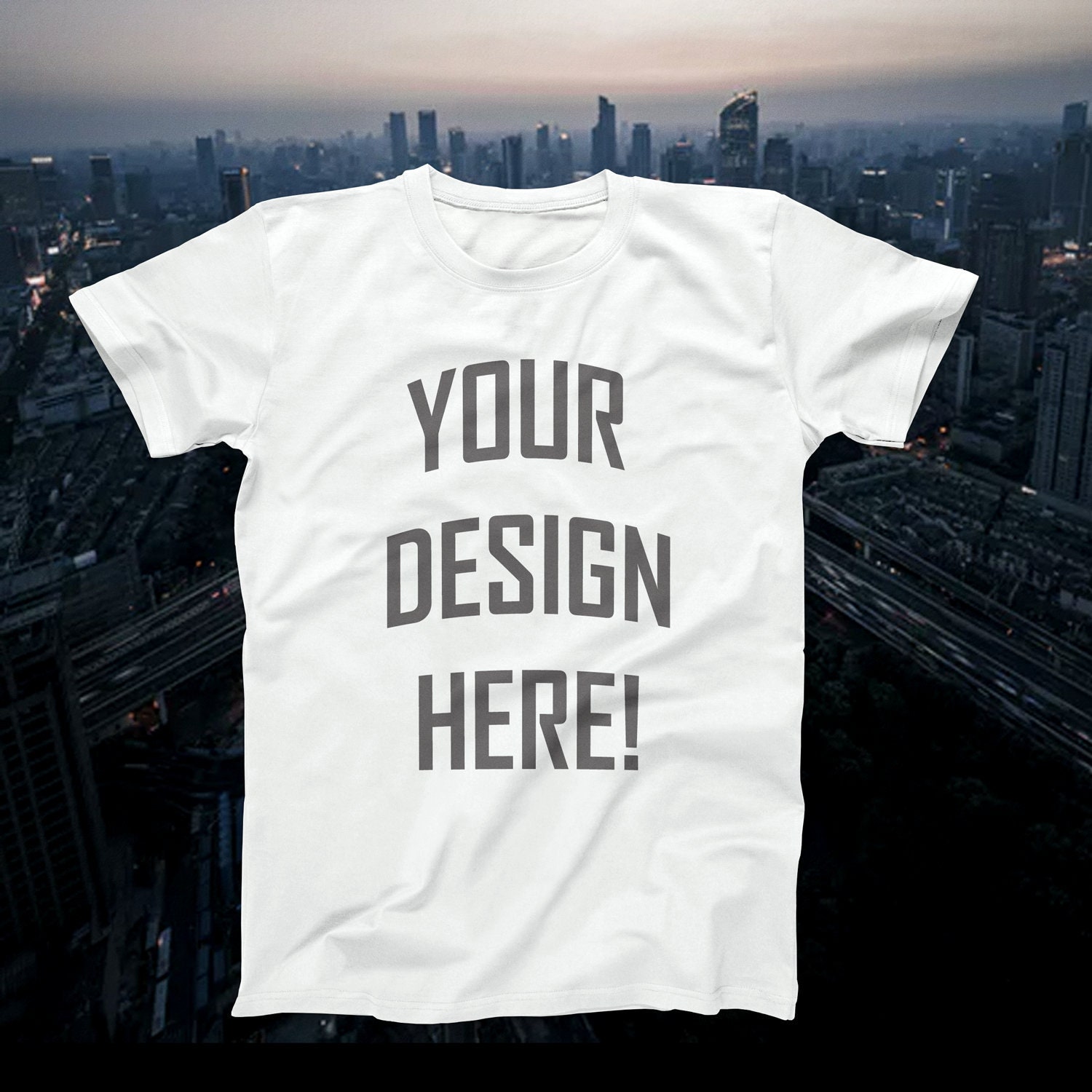 White T Shirt City Scene Mock Up Etsy