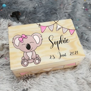 Baby memory box, memory box, toy box, game box, wooden box with name, individual, personalizable, christening gift