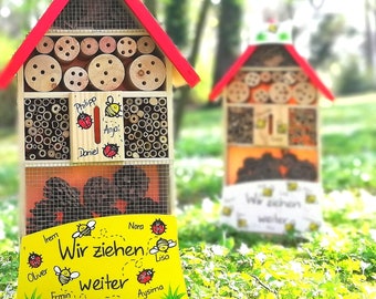 Abschiedsgeschenk Kindergarten Kindergartenabschied Insektenhotel Erzieherin personalisiert mit Namen der Kinder wetterfest