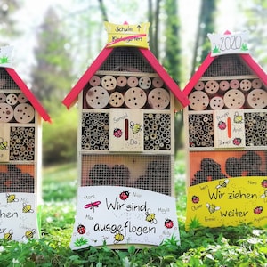 Insect hotel XXL kindergarten farewell, gift for kindergarten farewell, weatherproof, names of the children in balloons/as insects