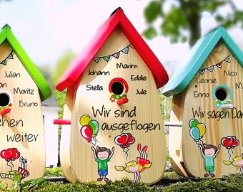 Vogelhaus Kindergarten Abschiedsgeschenk, Futterhaus, mit Namen der Kinder, Abschiedsgeschenk Erzieherin