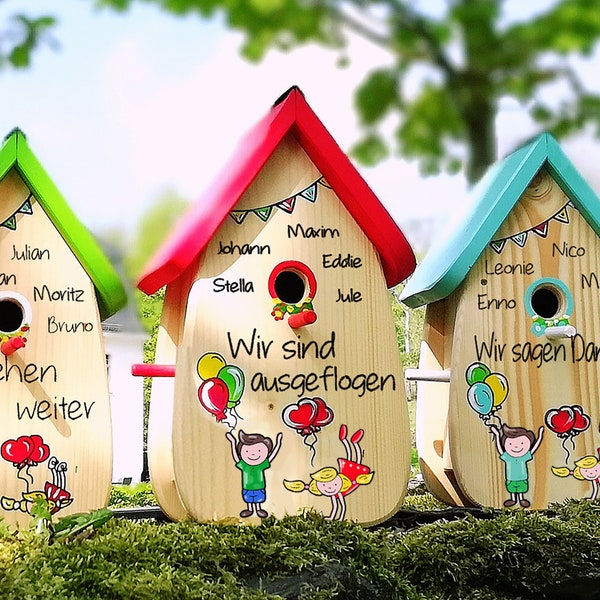 Vogelhaus Kindergarten Abschiedsgeschenk, Futterhaus, mit Namen der Kinder, Abschiedsgeschenk Erzieherin