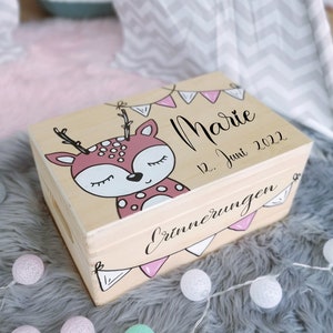 Baby memory box, memory box, toy box, game box, wooden box with name, individual, personalizable, christening gift