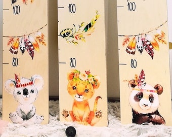 15 x 100 cm ca Personalisierte Kinder Messlatte 'Panda' aus Holz mit Wunschnamen 