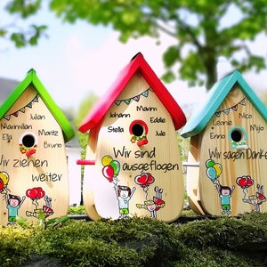Kwekerij afscheidscadeau vogelhuisje; KITA afscheidsopvoeder; afscheid van de kleuterschool; individuele geschenken