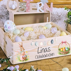 Osterkiste Holz, Osterkörbchen, Osternest personalisiert, Ostern Kinder, Ostergeschenk, Geschenke Ostern, Osterkorb mit Name zum Befüllen