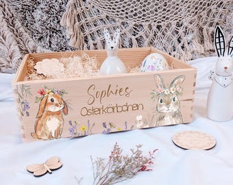 Houten Paasdoos, Paasmand, Paasnest gepersonaliseerd, Paaskinderen, Paascadeau, Paascadeaus, Paasmand met naam om te vullen