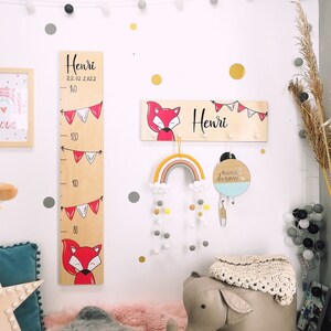 Messlatte Holz mit Name, Kindermesslatte, Messleiste, individuell personalisiert, Geschenk zur Geburt, Taufgeschenk Kinder