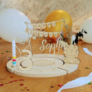 Birthday wreath, birthday plate with name personalized engraved children&#39;s birthday table decoration