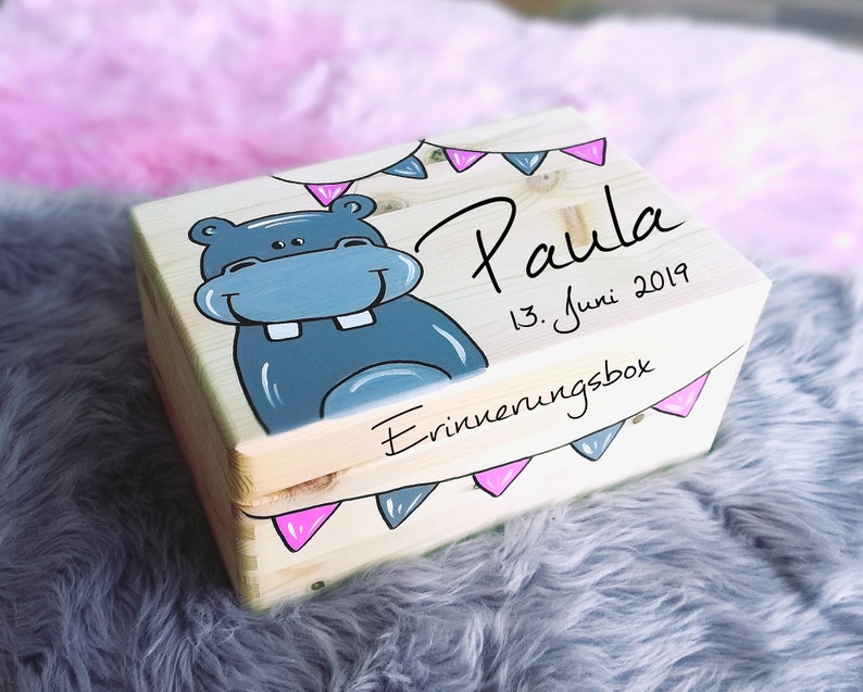 Erinnerungskiste Baby, Erinnerungsbox, Spielzeugkiste, Spielebox, Holzkiste mit Namen, individuell, personalisierbar, Taufgeschenk Bild 5