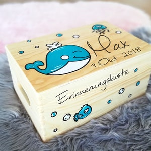 Baby memory box, memory box, toy box, game box, wooden box with name, individual, personalizable, christening gift