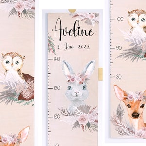 Bastone graduato per bambini in legno con nome, bastone graduato per bambini, animali della foresta regalo personalizzato individualmente per nascita, battesimo, Pampa
