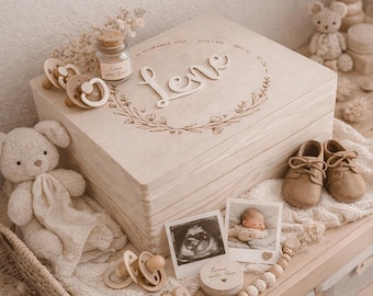 Erinnerungskiste | Erinnerungskiste Baby | Erinnerungsbox | Spielzeugkiste | Erinnerungskiste Holz | Personalisierte Baby-Erinnerungskiste