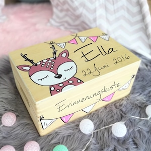 Baby memory box, memory box, toy box, game box, wooden box with name, individual, personalizable, christening gift