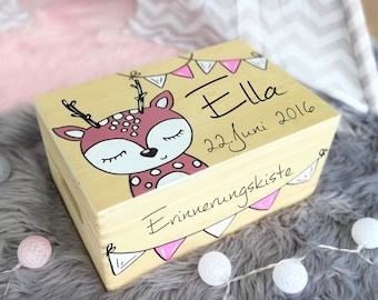 Erinnerungskiste Baby, Erinnerungsbox, Spielzeugkiste, Spielebox, Holzkiste mit Namen, individuell, personalisierbar, Taufgeschenk