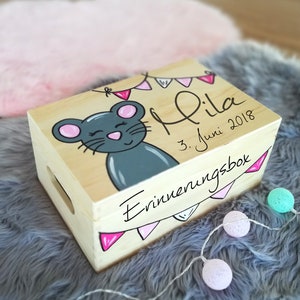 Baby memory box, memory box, toy box, game box, wooden box with name, individual, personalizable, christening gift