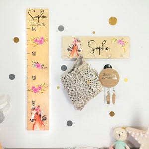 Children&#39;s measuring stick, children&#39;s measuring stick, children&#39;s wooden measuring stick, wardrobe, memory box, memory box, birth gift, horse, individual