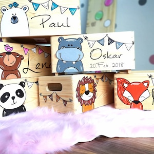 Baby memory box, memory box, toy box, game box, wooden box with name, individual, personalizable, christening gift