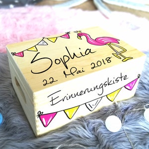 Baby memory box, memory box, toy box, game box, wooden box with name, individual, personalizable, christening gift image 2