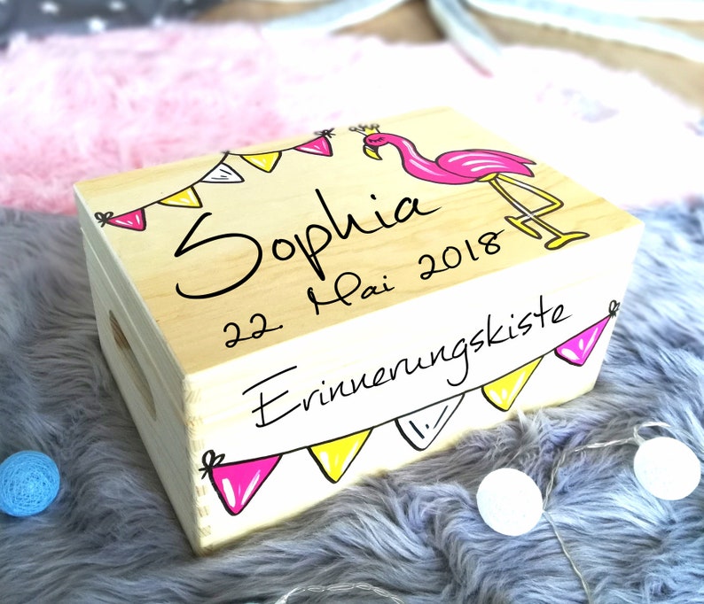 Baby memory box, memory box, toy box, game box, wooden box with name, individual, personalizable, christening gift image 2