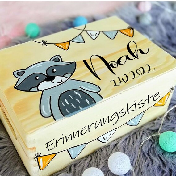 Erinnerungskiste Baby, Erinnerungsbox, Spielzeugkiste, Spielebox, Holzkiste mit Namen, individuell, personalisierbar, Taufgeschenk