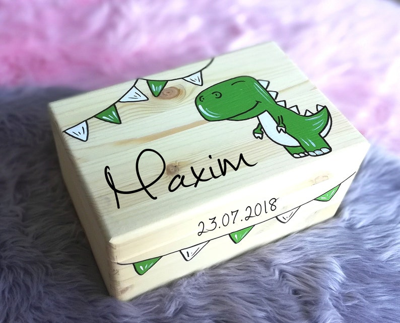 Baby memory box, memory box, toy box, game box, wooden box with name, individual, personalizable, christening gift image 5