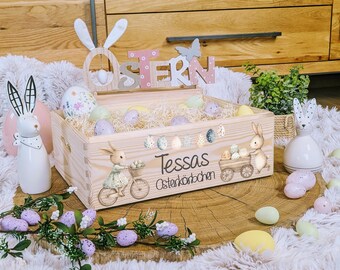 Houten Paasdoos, Paasmand, Paasnest gepersonaliseerd, Paaskinderen, Paascadeau, Paascadeaus, Paasmand met naam om te vullen