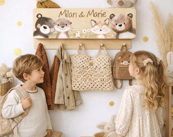 Wardrobe - Children's wardrobe with shelf - Child - Children's room - with name - individual - coat hooks - personalized wardrobe - gift