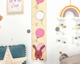 Messlatte Kinder Holz personalisiert Hase, Kindermesslatte, Messleiste, individuell personalisiert, Geschenk zur Geburt, Taufgeschenk Kinder