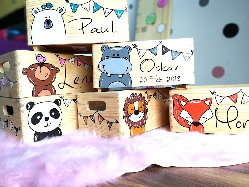 Baby memory box, memory box, toy box, game box, wooden box with name, individual, personalizable, christening gift image 7