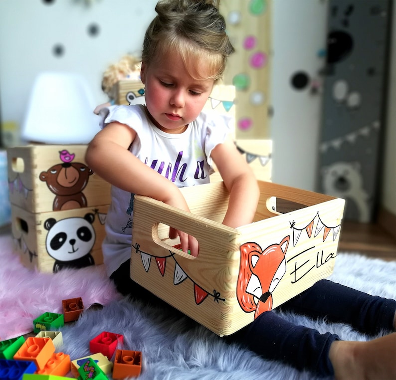 Erinnerungskiste Baby, Erinnerungsbox, Spielzeugkiste, Spielebox, Holzkiste mit Namen, individuell, personalisierbar, Taufgeschenk Bild 9