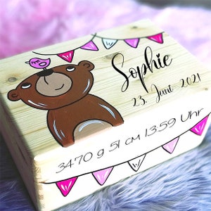 Baby memory box, memory box, toy box, game box, wooden box with name, individual, personalizable, christening gift