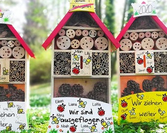 Kindergarten graduation gift - insect house, insect hotel, kindergarten farewell, farewell gift, weatherproof, children's names