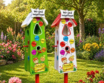 Regalo de despedida de jardín de infantes, regalo de graduación de jardín de infantes, regalo de despedida de jardín de infantes, casita para pájaros de maestra con globos