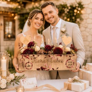 Hochzeitgeschenk - Geschenk personalisiert zur Hochzeit, Geschenk Brautpaar Geschenkidee Hochzeitsgeschenk Blumenkasten mit Namen Brautpaar