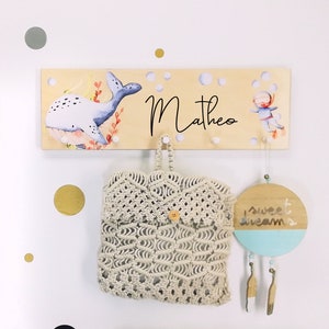 Children&#39;s wardrobe with name individually underwater world diver sea creatures