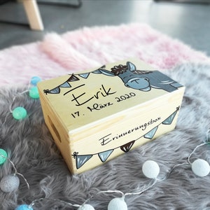 Baby memory box, memory box, toy box, game box, wooden box with name, individual, personalizable, christening gift image 3