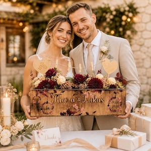 Bröllopspresent - Personlig bröllopspresent, present till bruden och brudgummen, bröllopspresentidé, blomlåda med bruden och brudgummens namn
