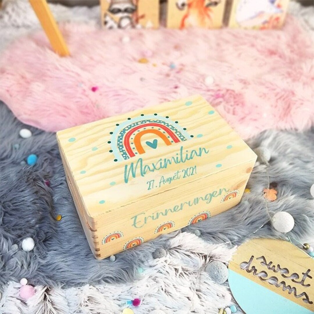 Memory Box Rainbow Baby, Memory Box, Toy Box, Game Box, Wooden Box With