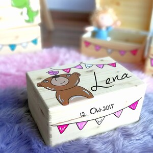 Baby memory box, memory box, toy box, game box, wooden box with name, individual, personalizable, christening gift image 6