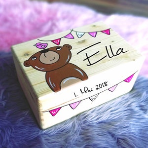 Baby memory box, memory box, toy box, game box, wooden box with name, individual, personalizable, christening gift