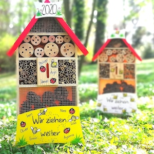 Kleuterschool afscheid afscheidscadeau kleuterschool insectenhotelleraar gepersonaliseerd met kindernamen weerbestendig