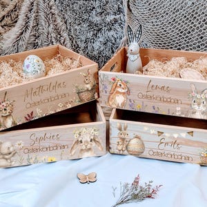 Osterkiste Holz, Osterkörbchen, Osternest personalisiert, Ostern Kinder, Ostergeschenk, Geschenke Ostern, Osterkorb mit Name zum Befüllen