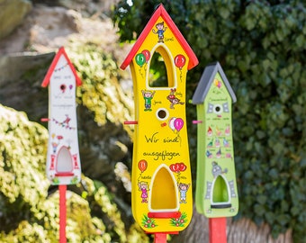 Afscheidscadeau voor de kleuterschool | Vogelhuis XXL | Afscheidscadeau kleuterschool | kleurrijk vogelhuisje om te voeren en te nestelen | weerbestendige verf