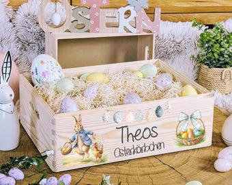 Houten Paasdoos, Paasmand, Paasnest gepersonaliseerd, Paaskinderen, Paascadeau, Paascadeaus, Paasmand met naam om te vullen