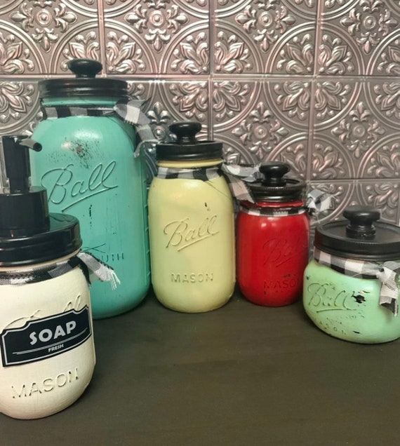 Mason Jar Kitchen Canister Set Etsy