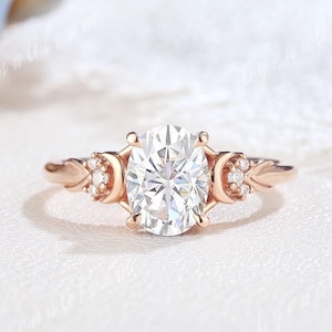 Einzigartige Oval Form Moissanite Mond Verlobungsring Sterling Silber Sailor Moon Moissanite Ring Himmlische Hochzeit Ring Versprechen Ringe für Frauen