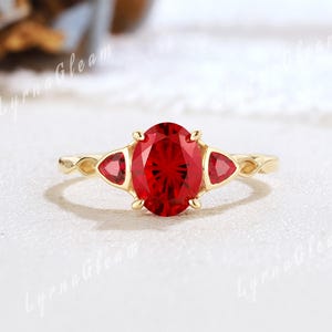 Unik fyrverkerislipad rubinförlovningsring massivt guld biljonslipad rubinring Starbright-ring tvinnad vigselring födelsestensring present till henne